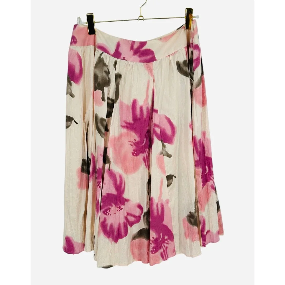 Peter‎ Nygard Women's Size 14 Floral Print Midi Skirt Pleated Waist